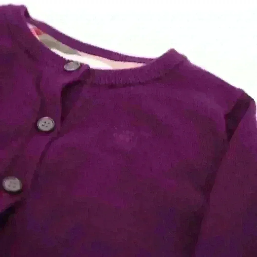 Burberry London Children Cardigan Infant Purple Cotton Button Sweater 6 9 Months